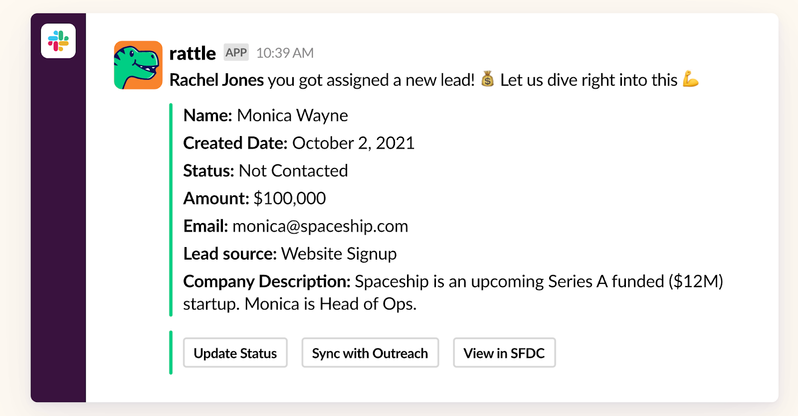 Get Rattle alerts on new Leads directly in Slack