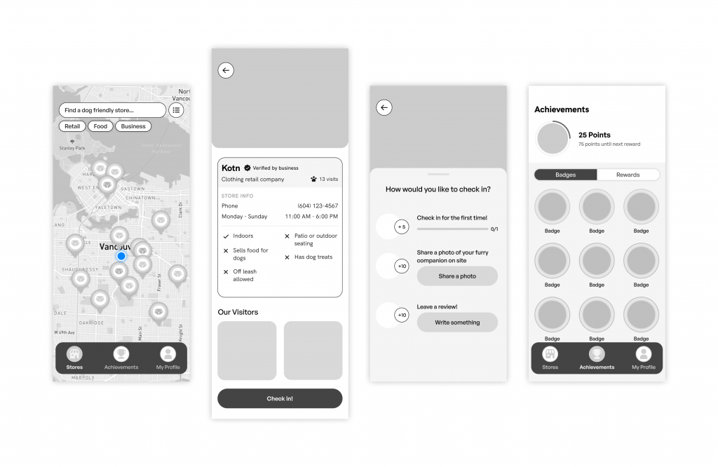 App concept wireframes.