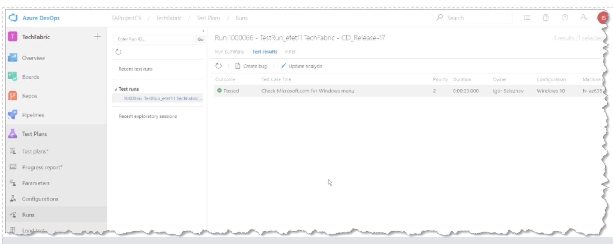 Screenshot of Azure DevOps platform.