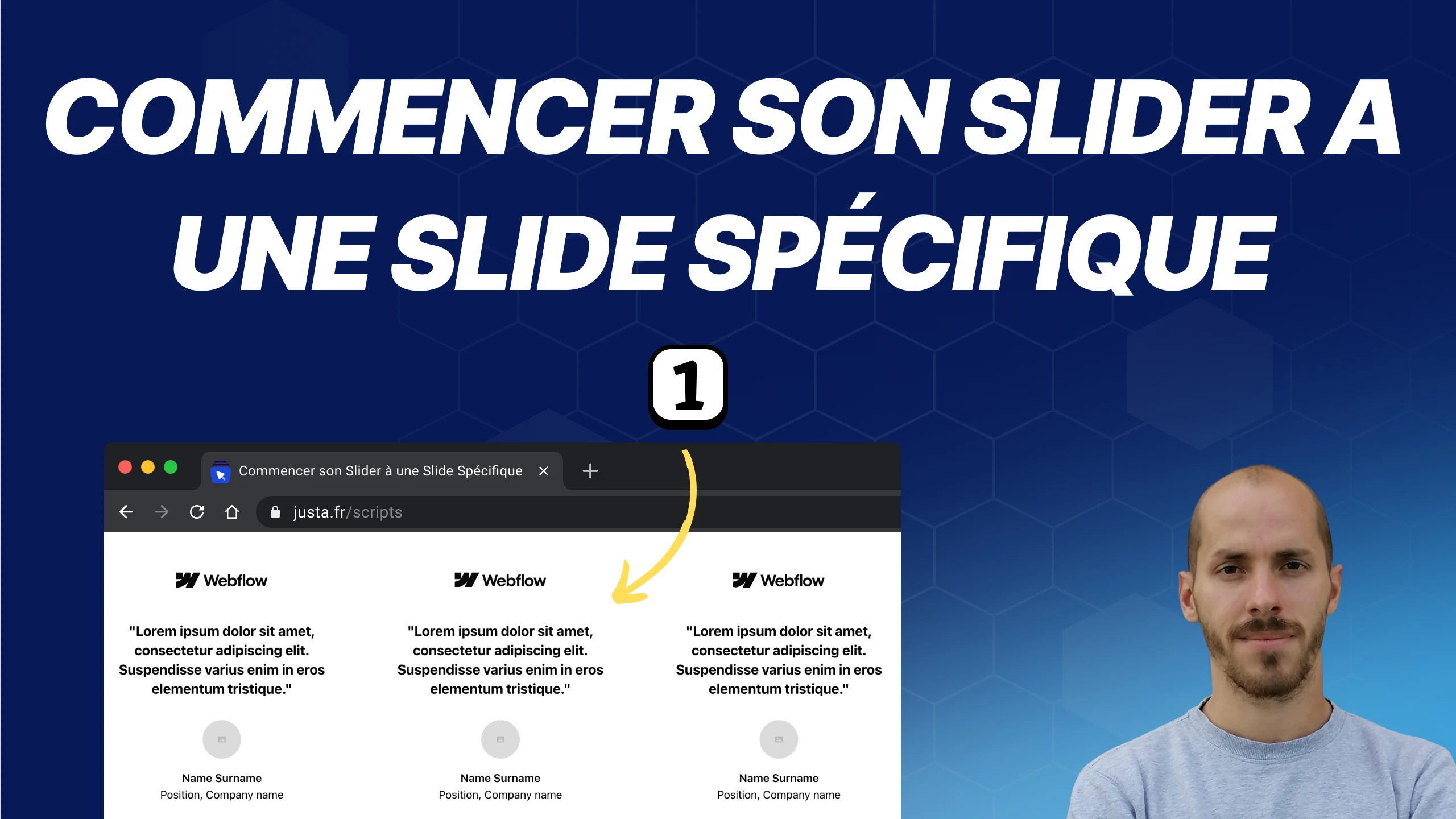 Slide Identifier Commencer son slider à un numéro de slide spécifique - Webflow