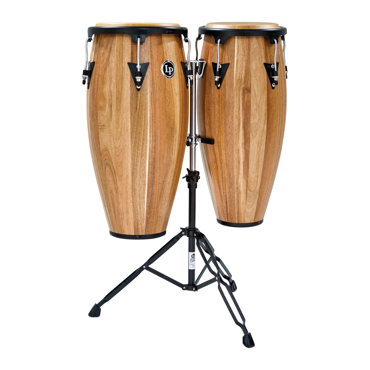 LP Aspire Wood Set. A pair of congas on a tripod stand.