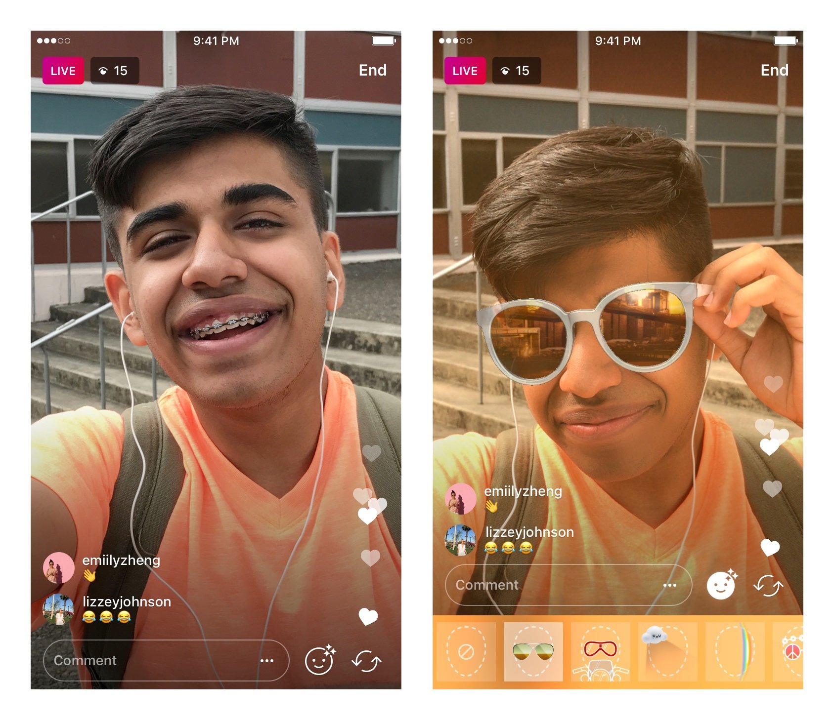 Filters that you can use in your social media video broadcast.