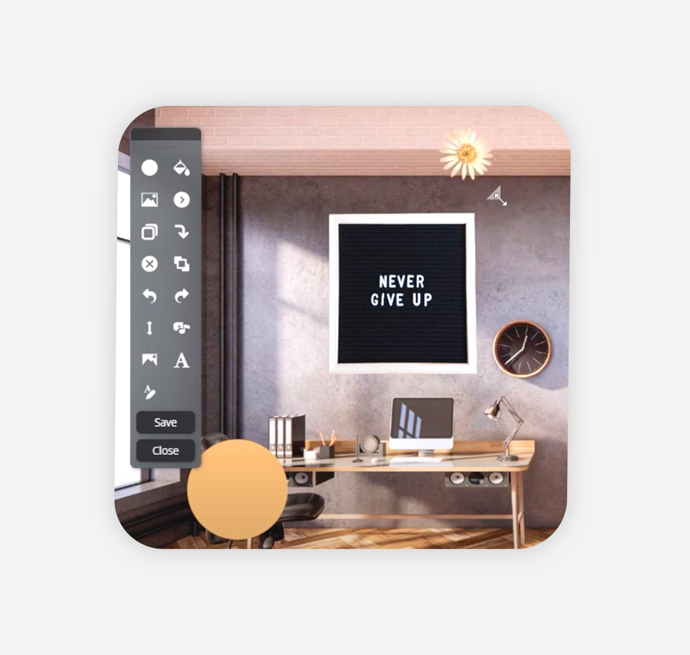 User decorating and branding a room in GoBrunch