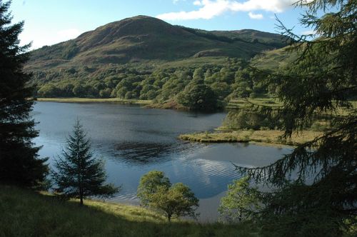 Vista of Glen Trool with hills in the distance