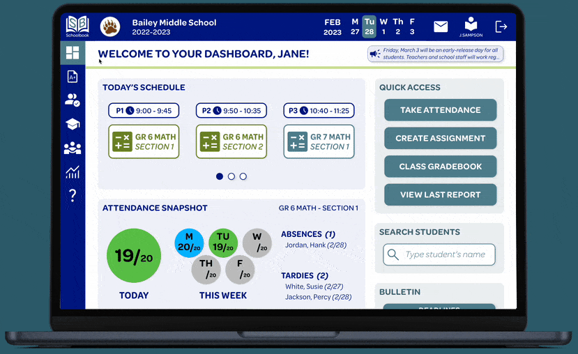 GIF showing how the navigation works on the website