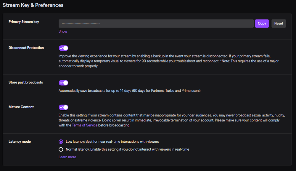 twitch low latency stream settings