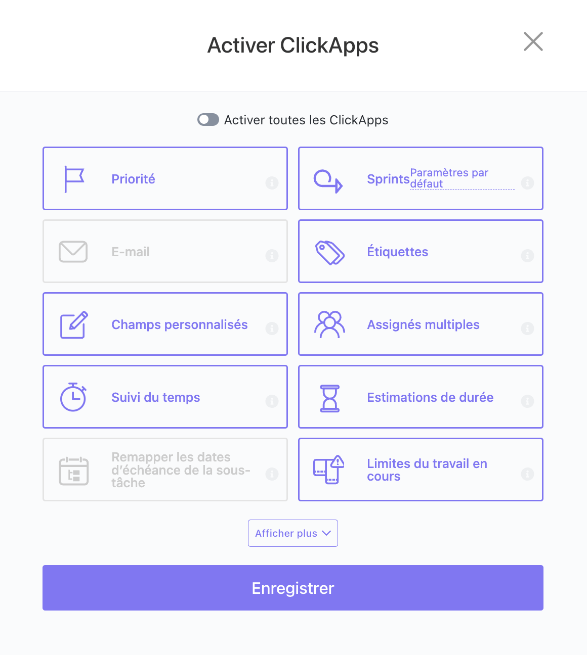 Activation des ClickApps