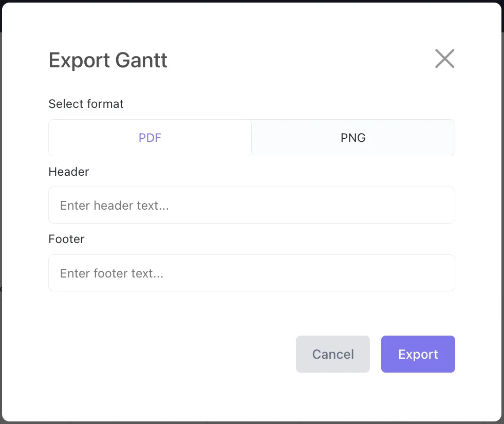 Export your Gantt Chart