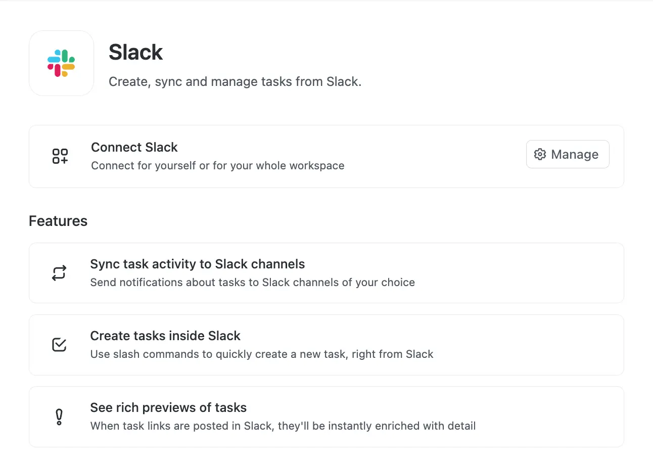 Slack integration in ClickUp