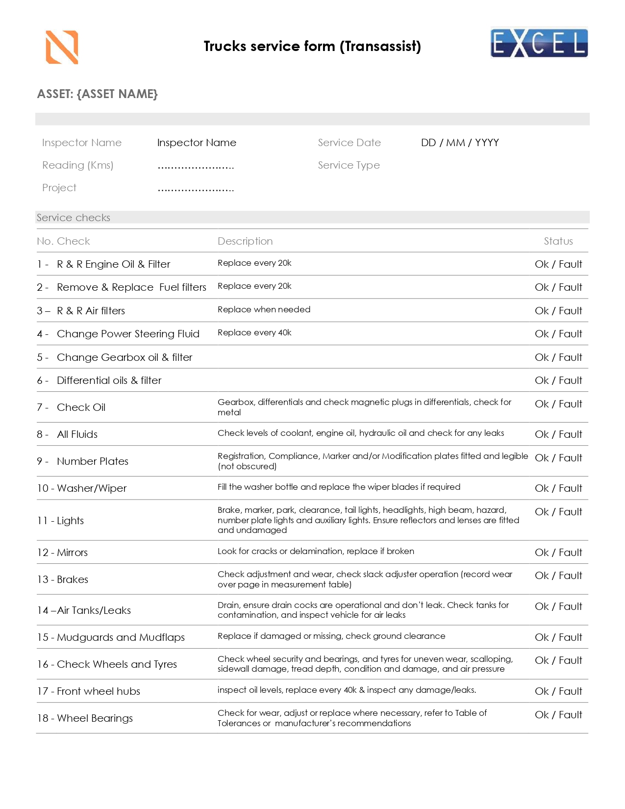 FREE Maintenance checklist for trucks (Transassit)