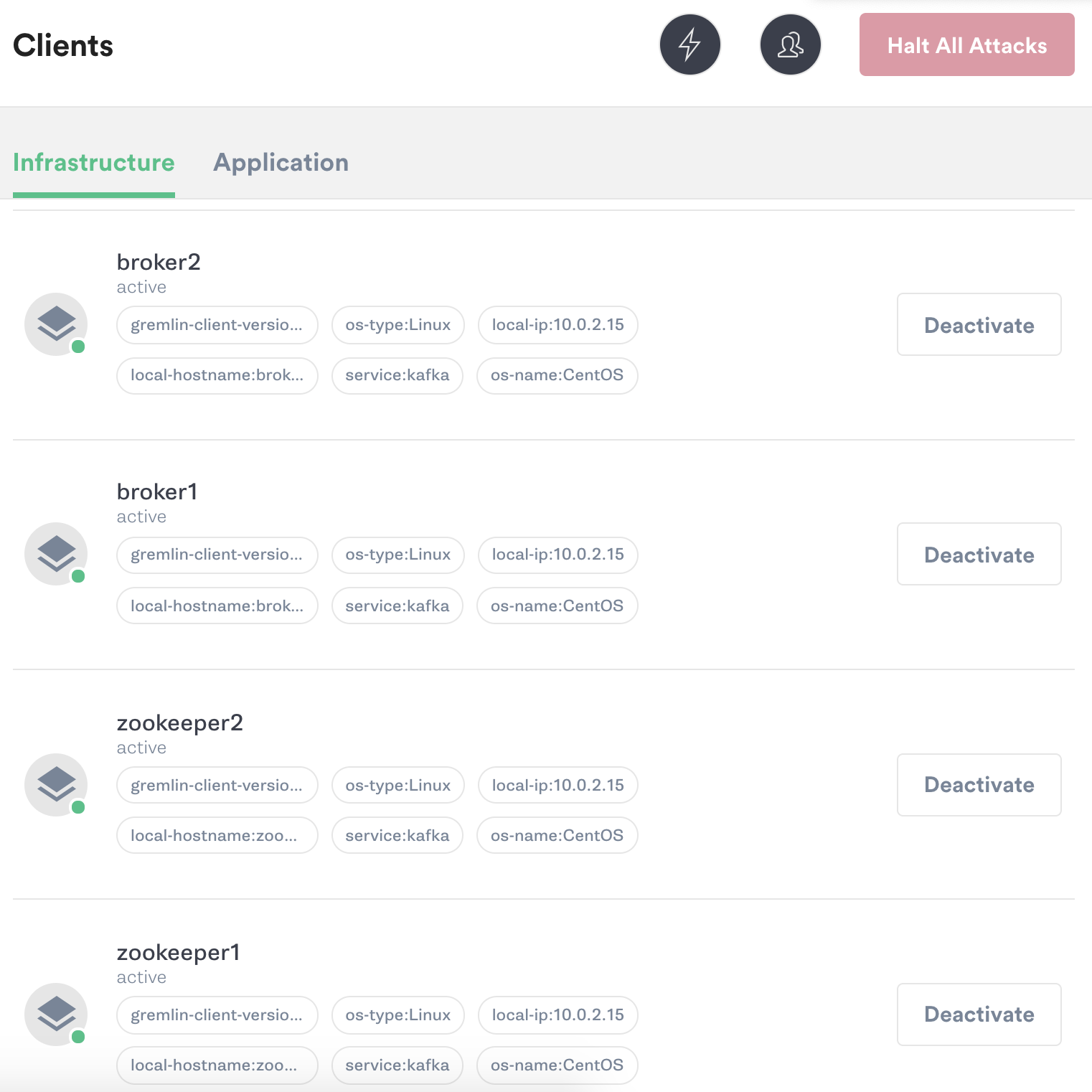 Kafka nodes listed in the Gremlin web app.