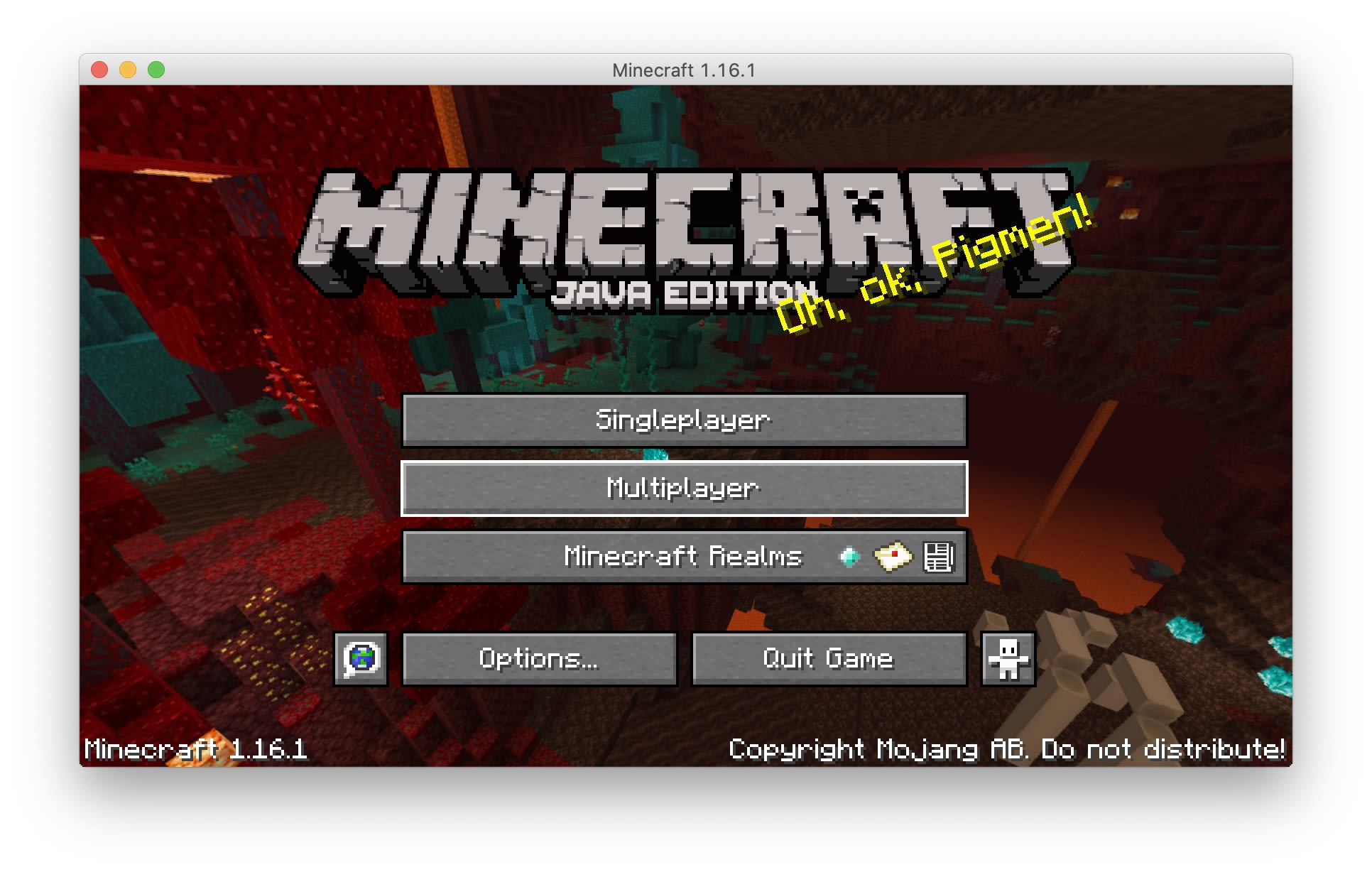 Minecraft's in-game main menu