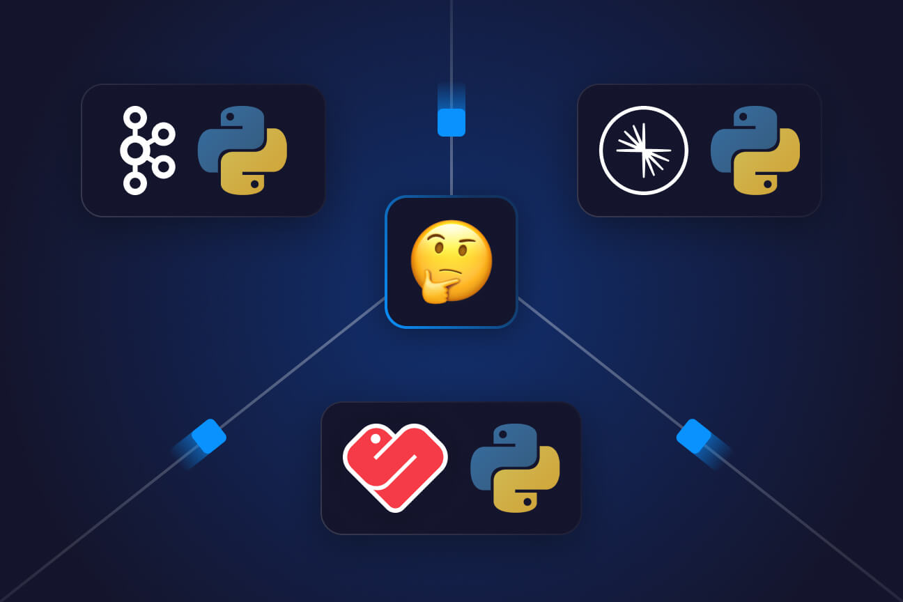 Featured image for the "Choosing a Python Kafka client: A comparative analysis" article published on the Quix.io blog