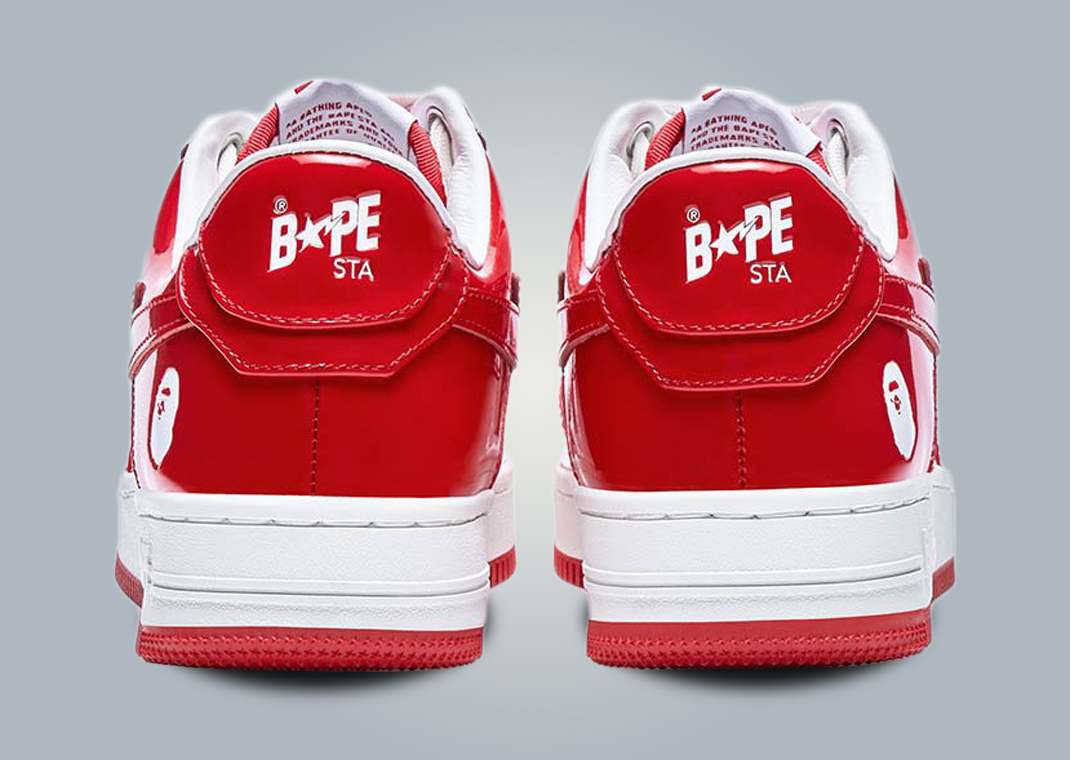 a bathing ape bapesta patent white