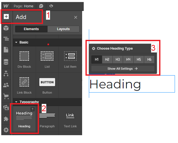Adding a Header in Webflow