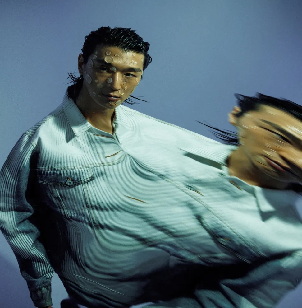 Man being distorted and duplicated