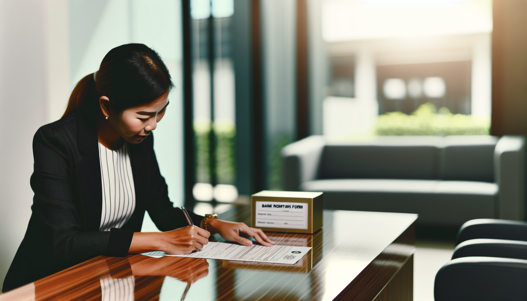 Person filling out a bank nomination form