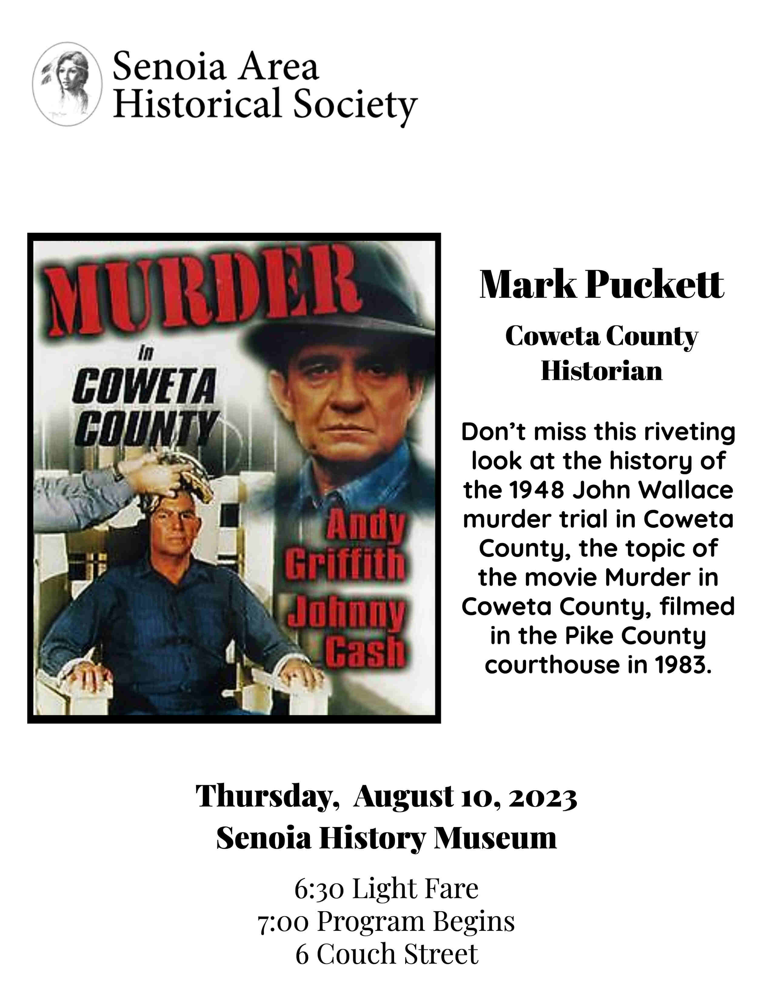 August Program - Murder in Coweta County | The Senoia Area Historical ...