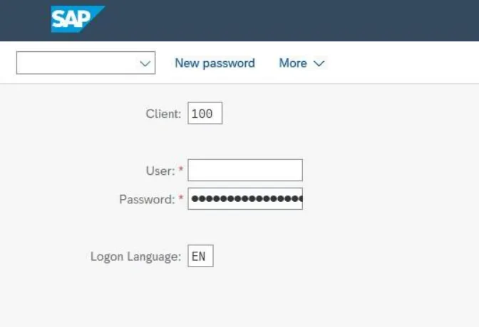 Download and Install SAP GUI on Windows - Enter client, and credentials to log into the system