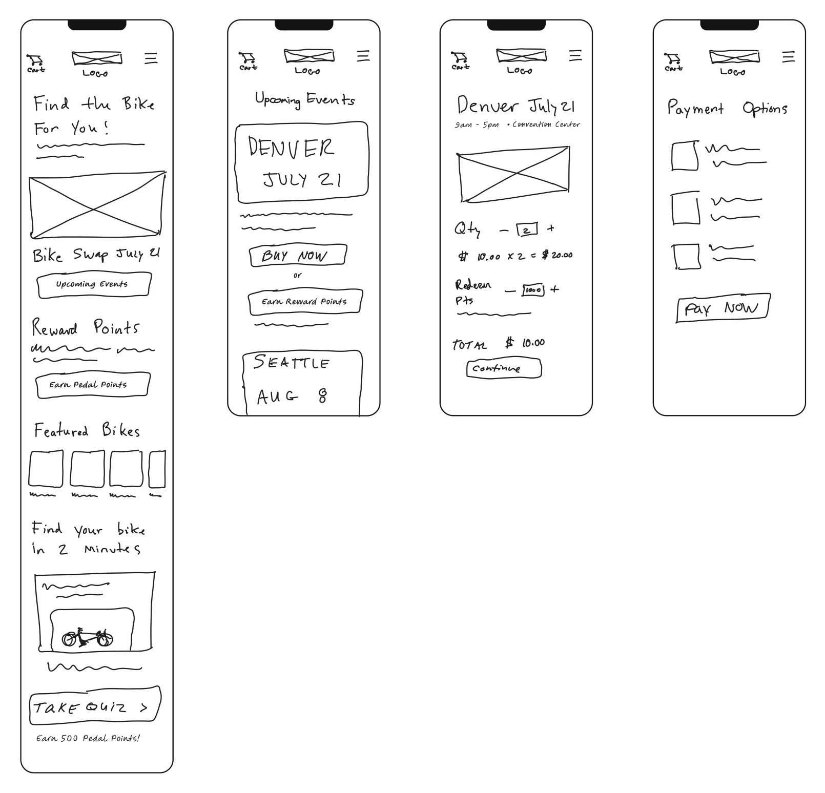 Bike Swap low fidelity wireframe preview.