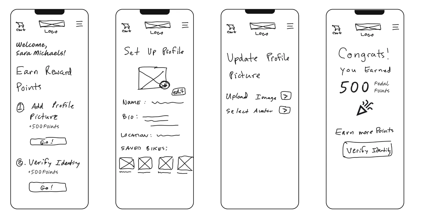 Bike Swap low fidelity wireframe preview.