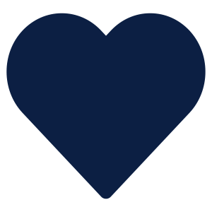 A navy blue coloured in heart icon. 