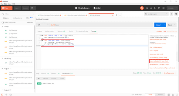 JSON Value check in Postman