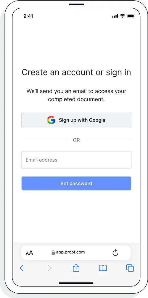 Product image on mobile phone showing how Notarize works