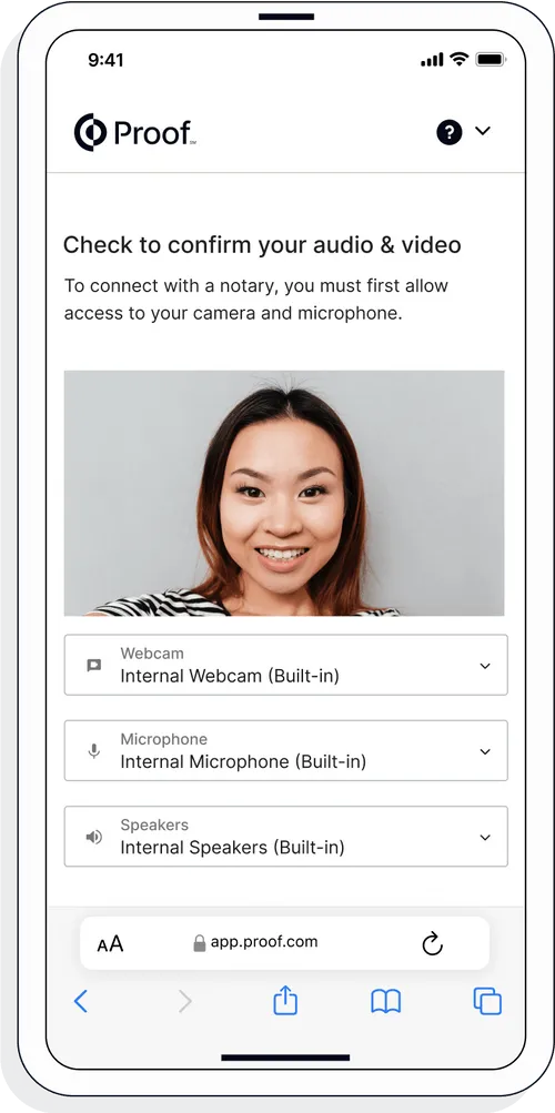 Product image on mobile phone showing how Notarize works