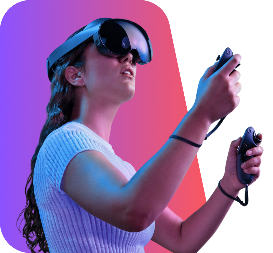 Person wearing a Virtual Reality headset