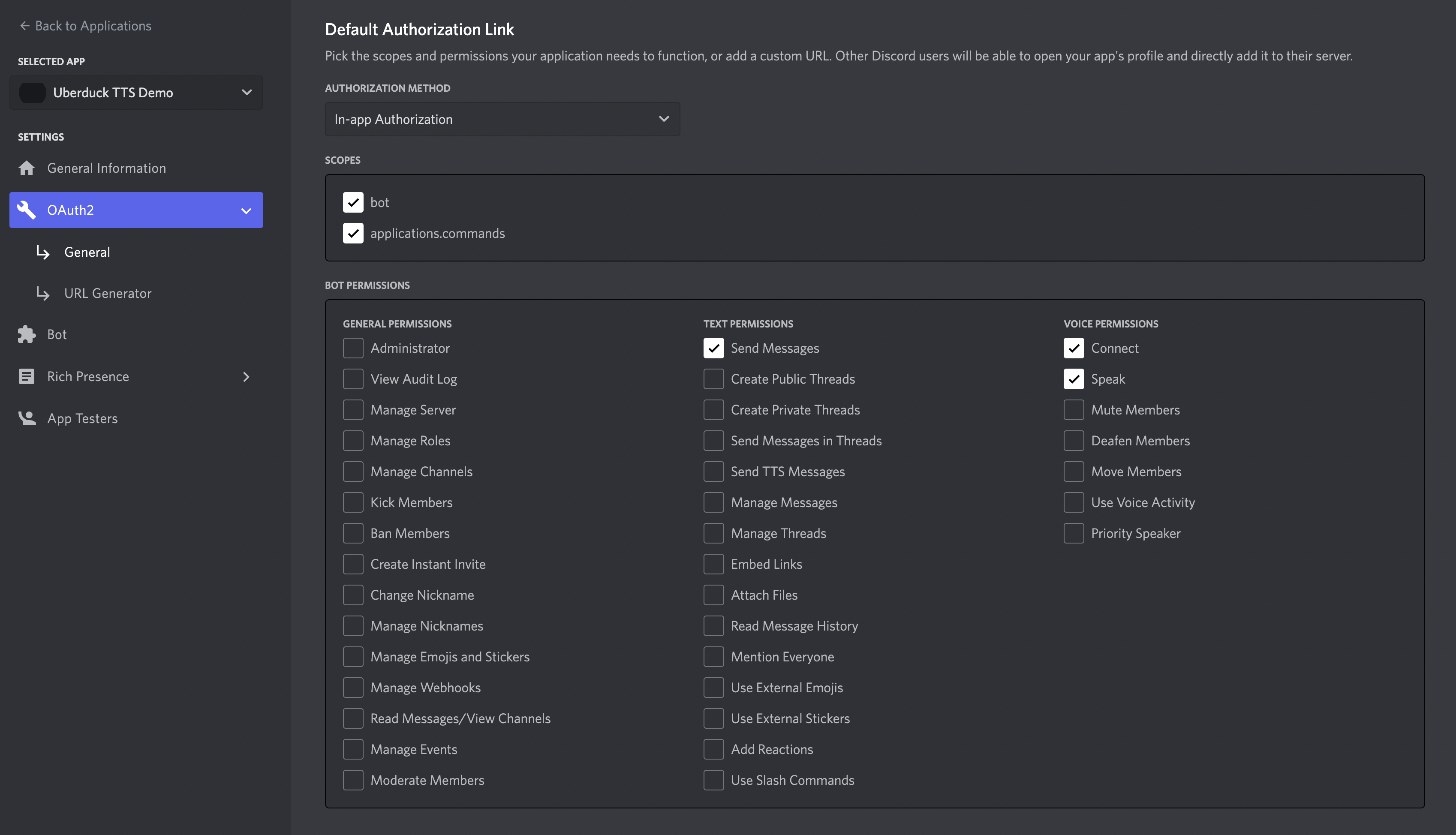 oauth2 scopes setup