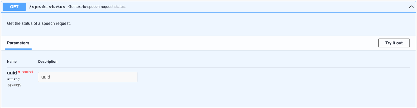 screenshot of speak status docs