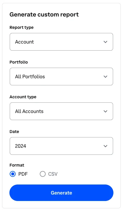 coinbase pro generate custom report