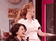 a gif of an angry waitress