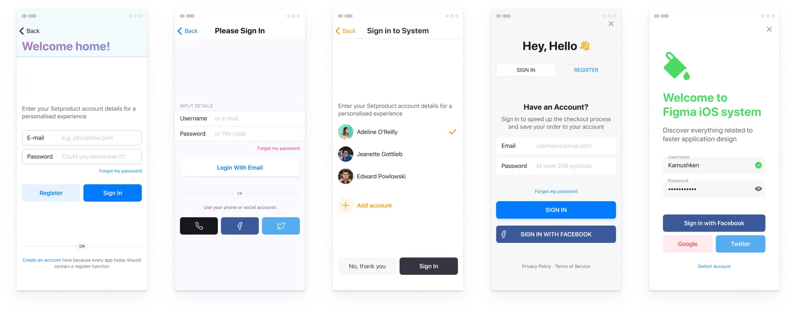 Figma ios ui kit with 240 mobile app templates