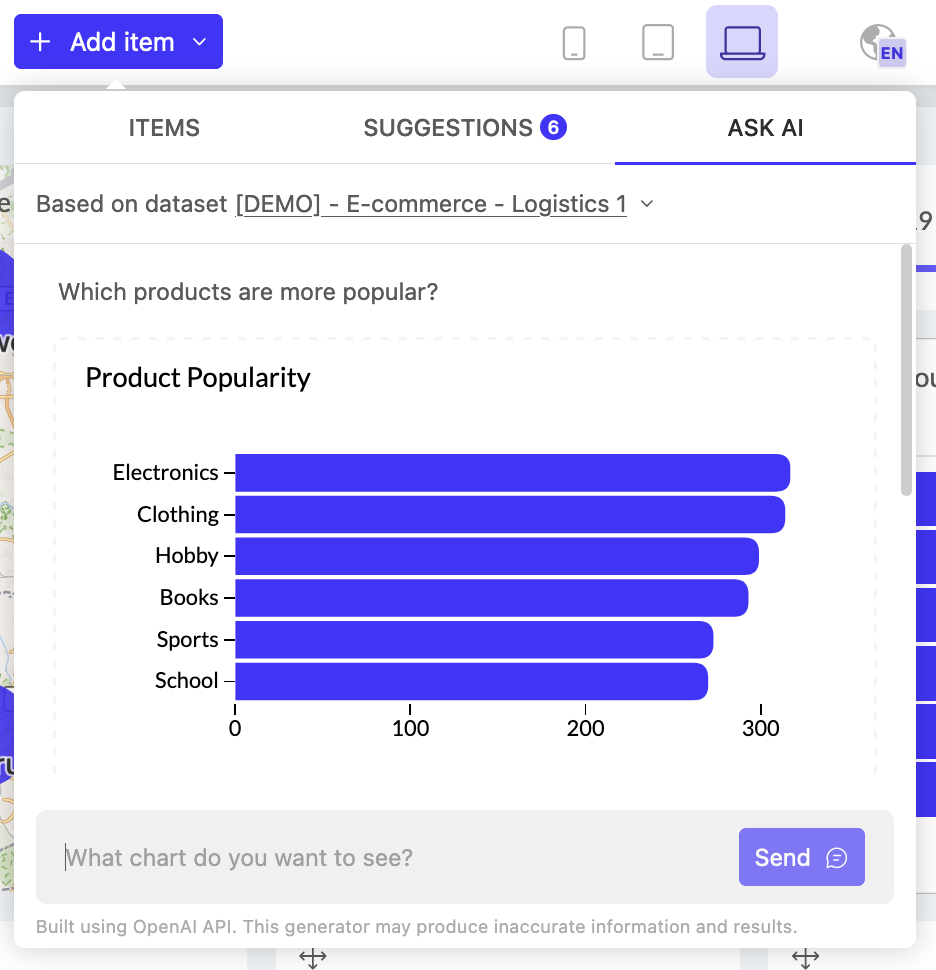 Luzmo "Ask AI": AI-powered chart generator