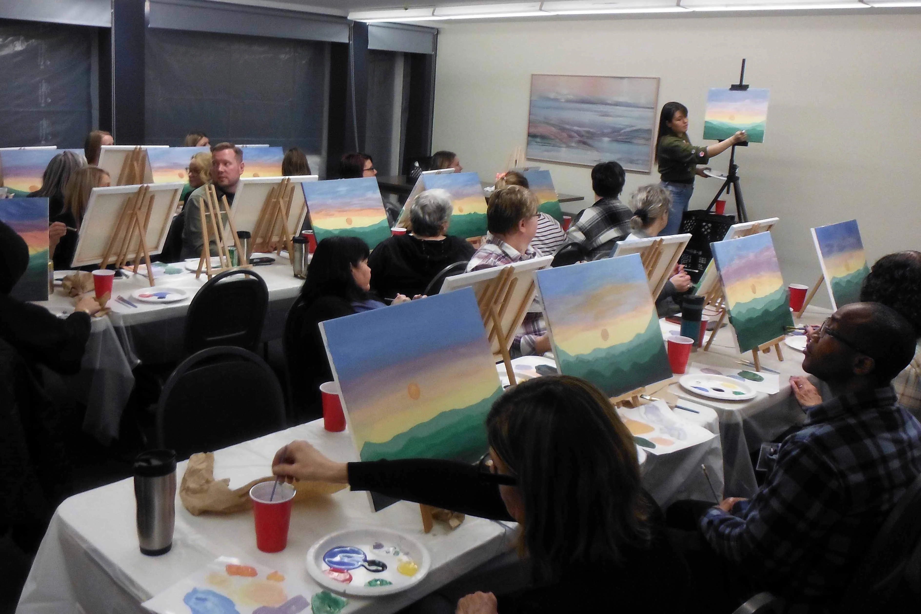 Vibrant Group Paint Night Background for Your Screen Vibrant Group Paint Night Background for Your Screen