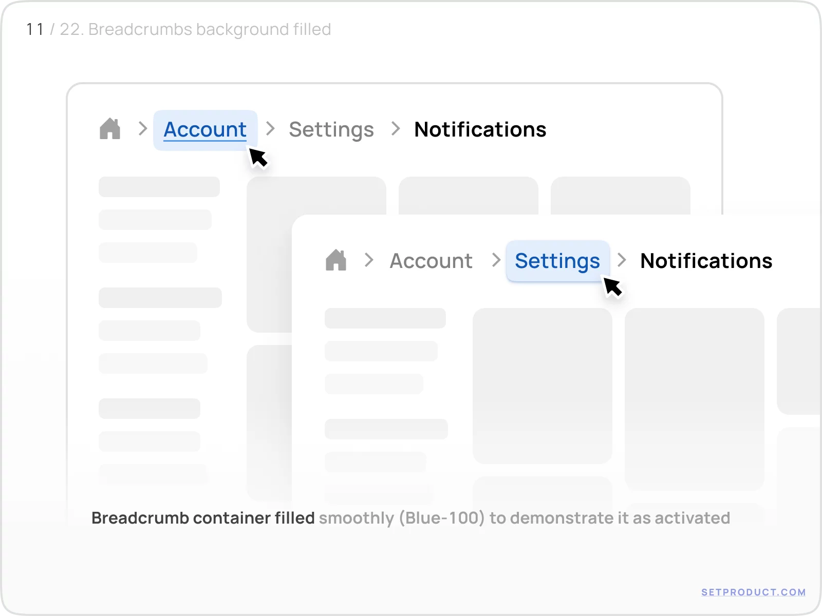 Breadcrumbs UI design exploration: Filled background