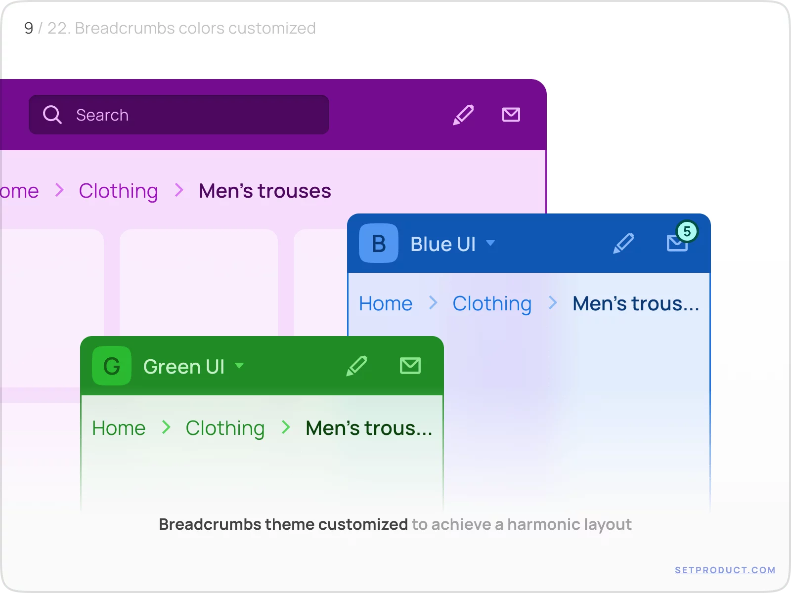 Breadcrumbs UI design exploration: Colors customization