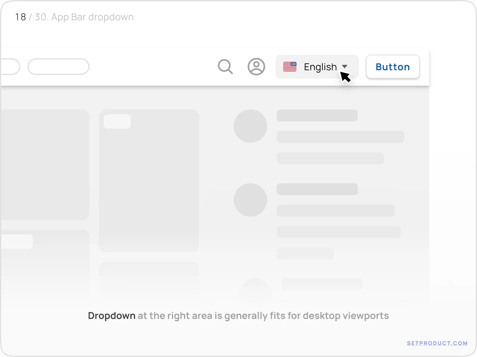 Application Bar UI design dropdown