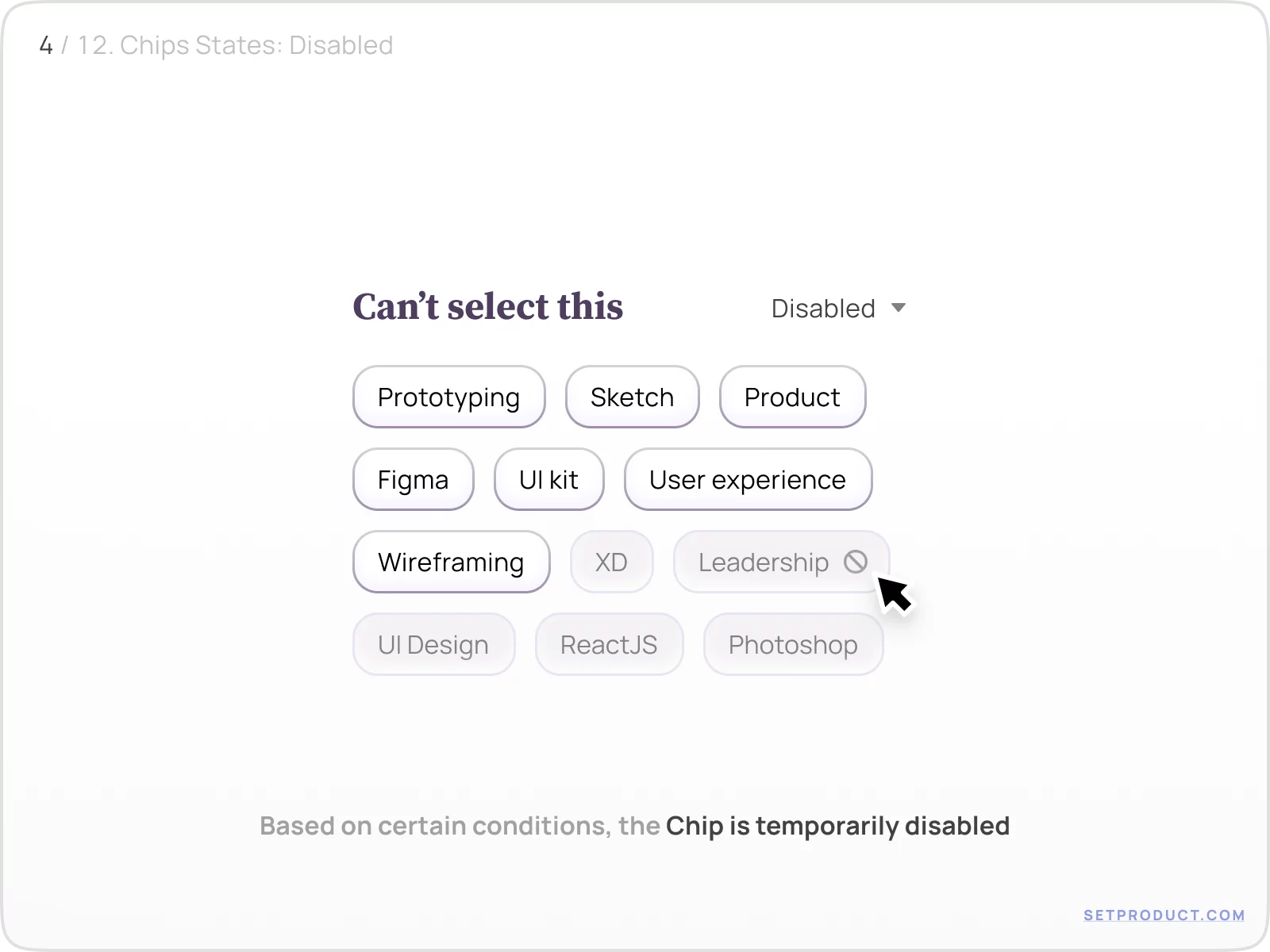 Chips UI UX design tutorial – Disabled State