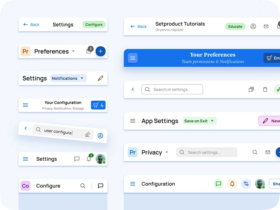 Settings UI design tutorial, UX tips and inspiration: Header