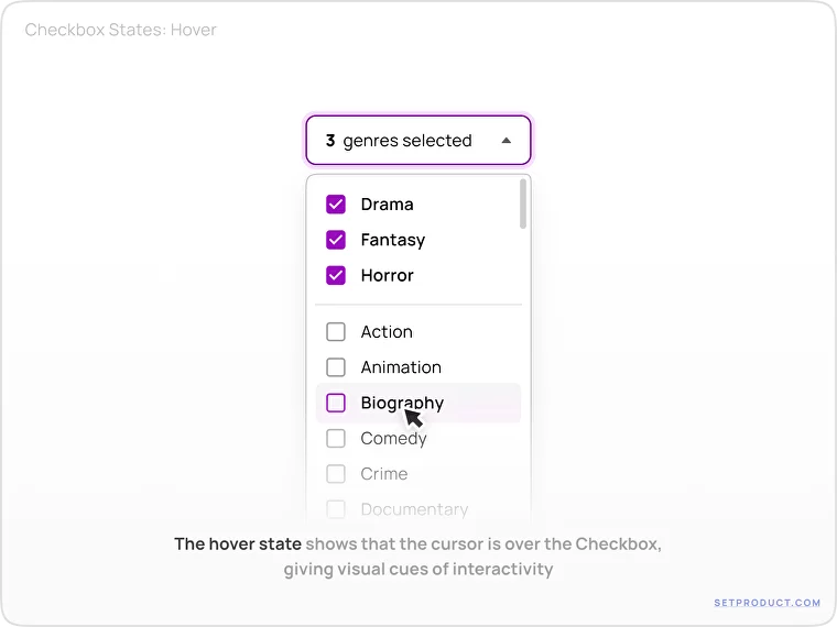 Checkboxes UX UI design tips – Hover state