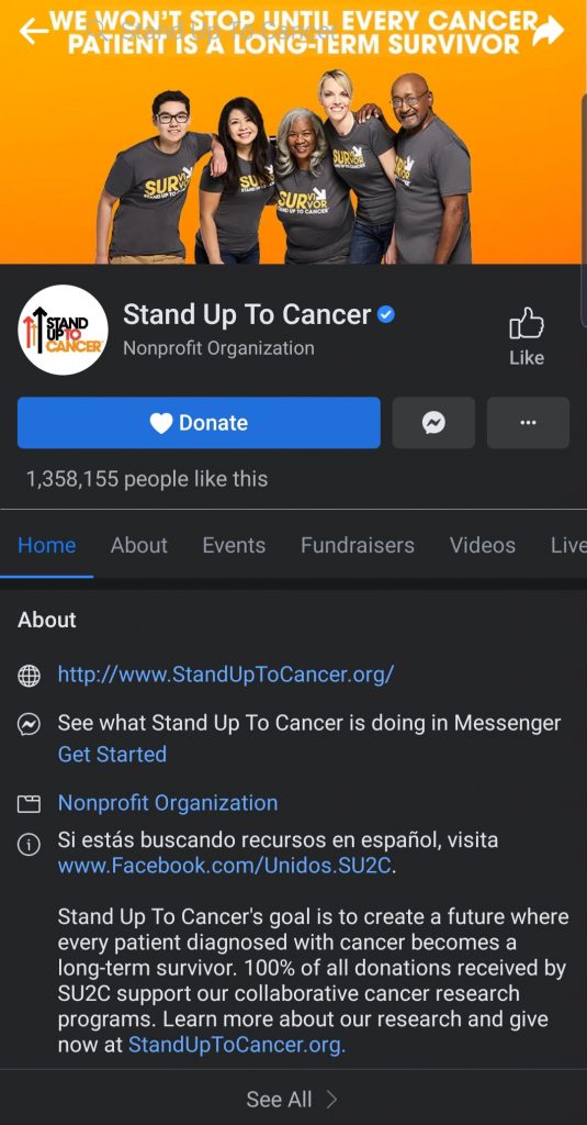 Social media for nonprofits: Stand Up to Cancer on Facebook