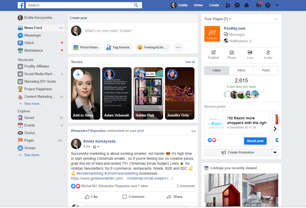Facebook interface now