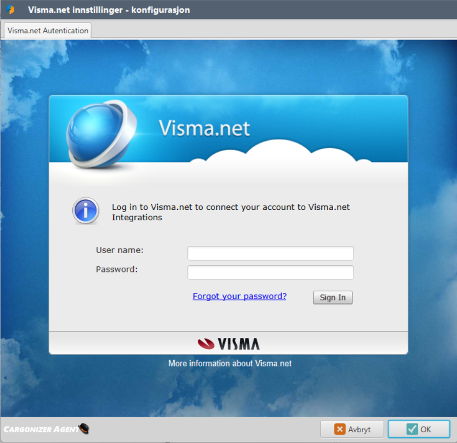 Visma.net - cargonizer agent auth