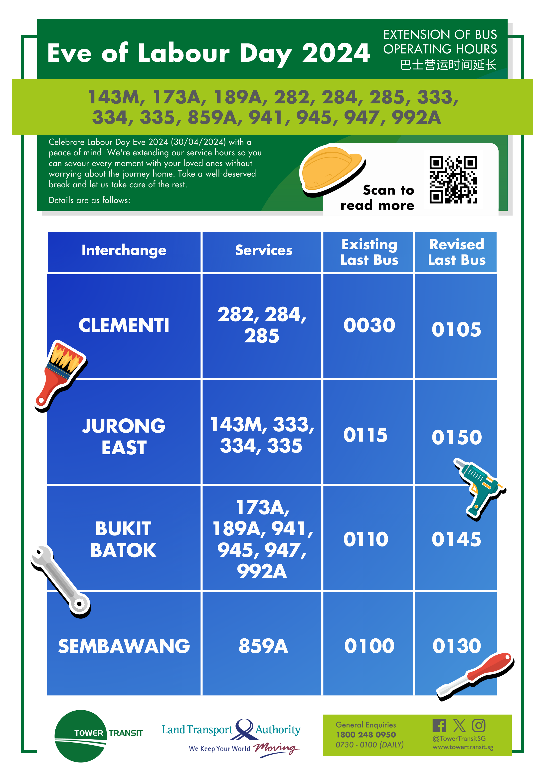 Tower Transit Singapore – Extension of Bus Operating Hours on Eve of ...
