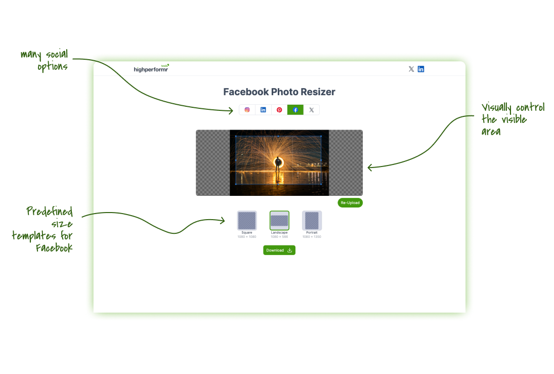 Free Online Facebook Image/Photo Resizer Highperformr