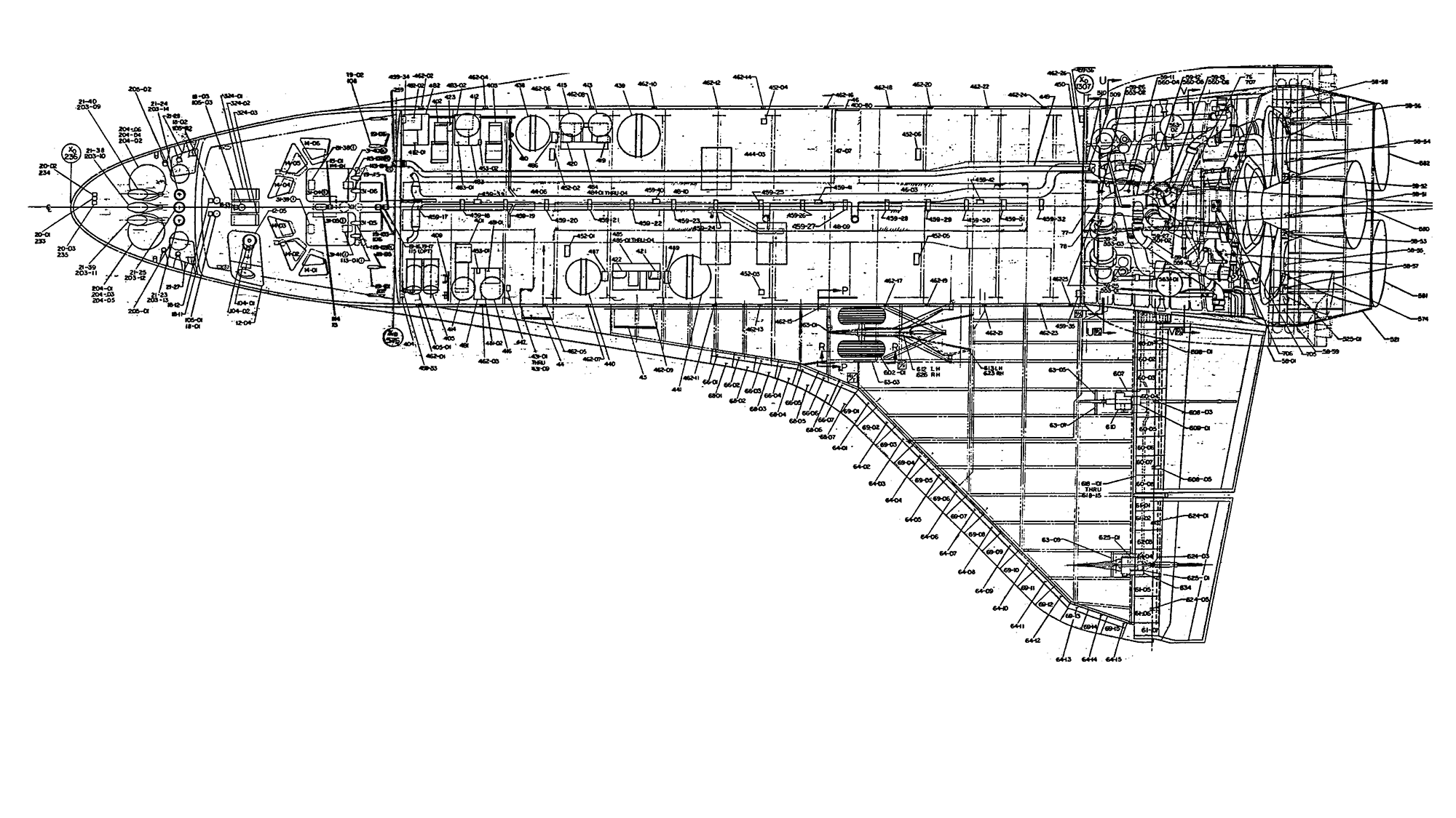 A technical drawing of a space shuttle