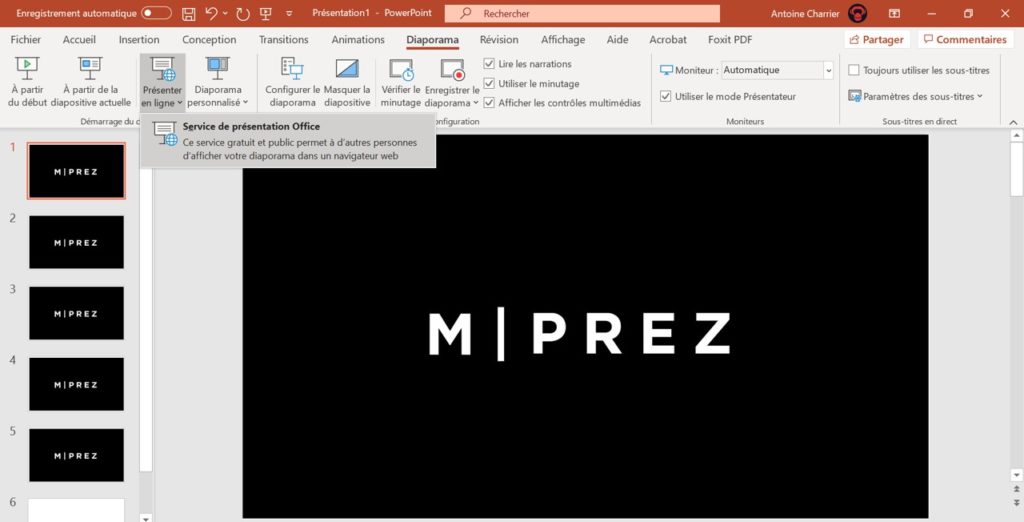 mode Présentation PowerPoint en ligne